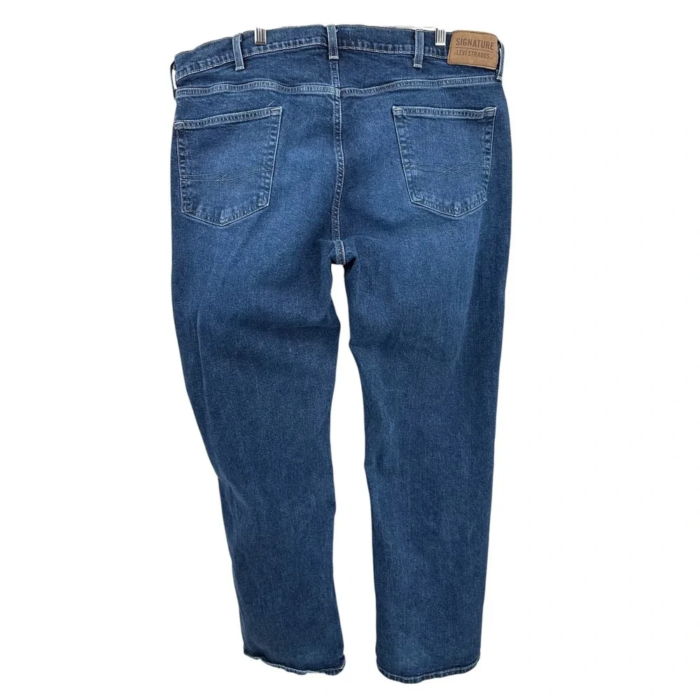 Levi Strauss Signature RELAXED Straight Leg Dark Wash Denim Jeans Men's 42 x 32